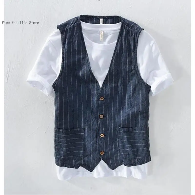 British Casual Linen Vest for  – Men Formal Wear In Summer recenzja i cena