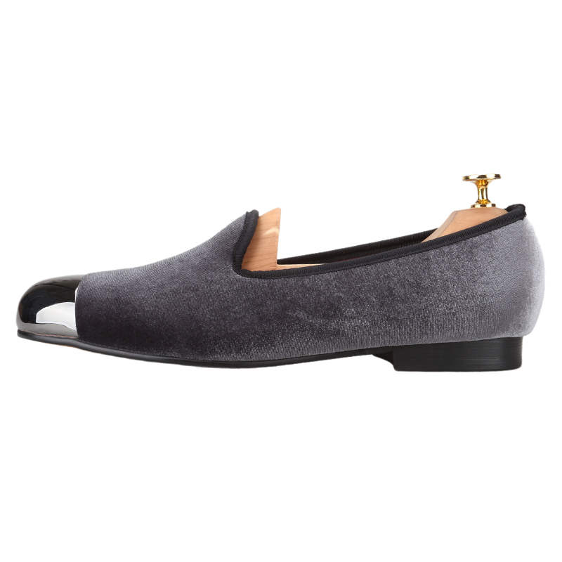 Piergitar Gray Velvet Slip-On  – Men'S Formal Wear Slippers recenzja i cena