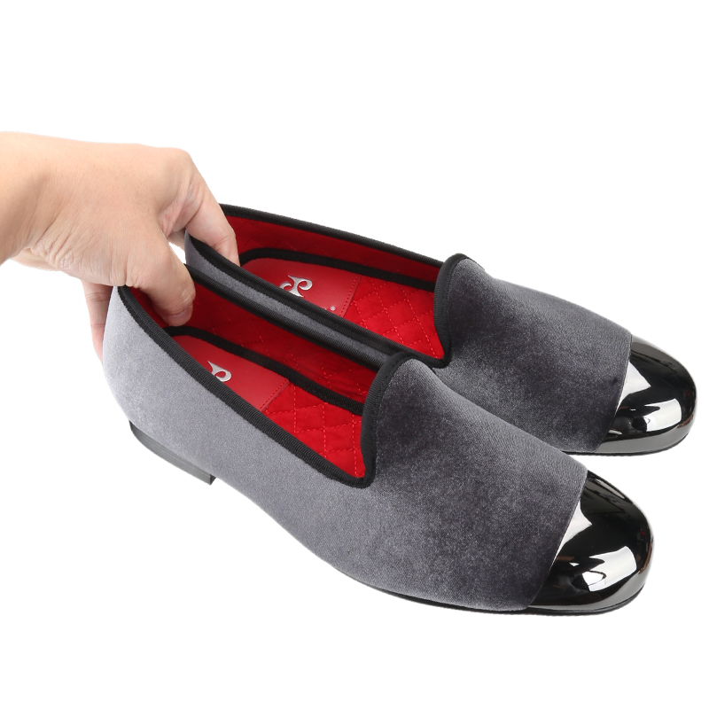 Piergitar Gray Velvet Slip-On  – Men'S Formal Wear Slippers recenzja i cena