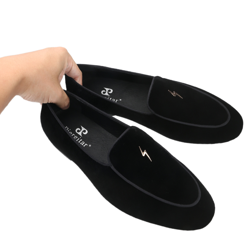 Piergitar Black Color Velvet M – Men'S Formal Wear Slippers recenzja i cena