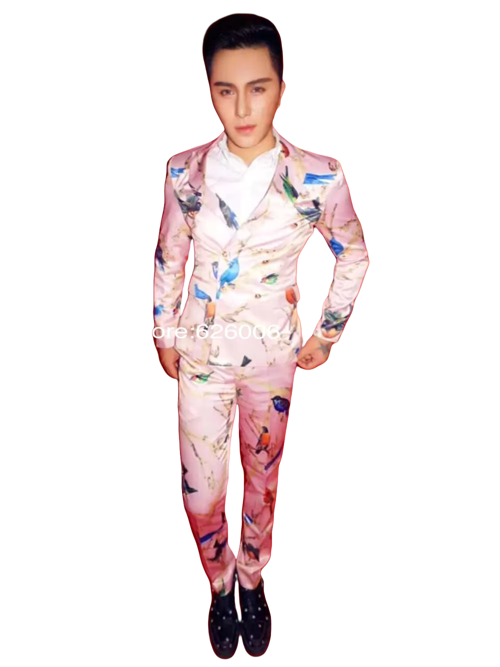 Men's Fashion Flower Pink Bird – Men Formal Wear Pink recenzja i cena