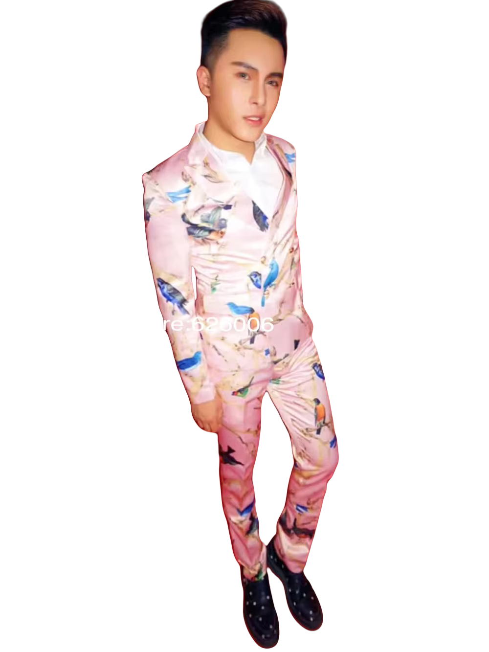 Men's Fashion Flower Pink Bird – Men Formal Wear Pink recenzja i cena