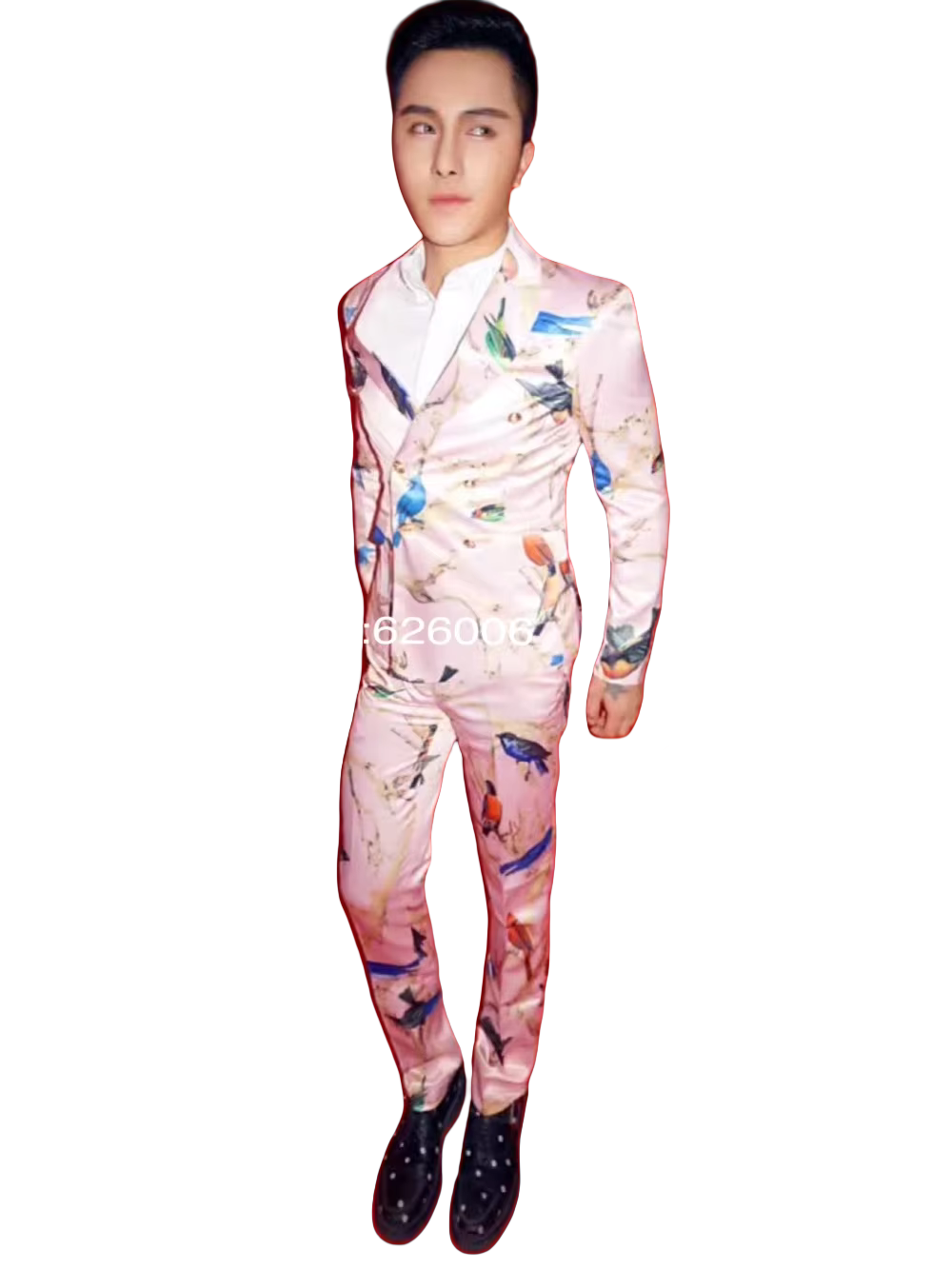 Men's Fashion Flower Pink Bird – Men Formal Wear Pink recenzja i cena