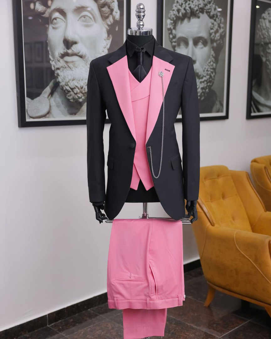 Luxury Black Pink Men Tuxedo S – Men Formal Wear Pink recenzja i cena