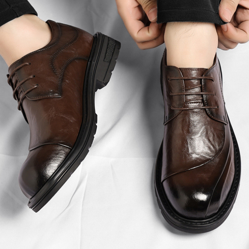 Brown Burnished Genuine Leathe – Formal Wear For Men In Wedding recenzja i cena
