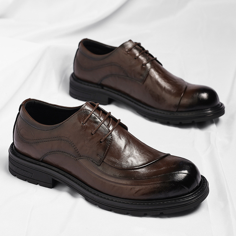 Brown Burnished Genuine Leathe – Formal Wear For Men In Wedding recenzja i cena