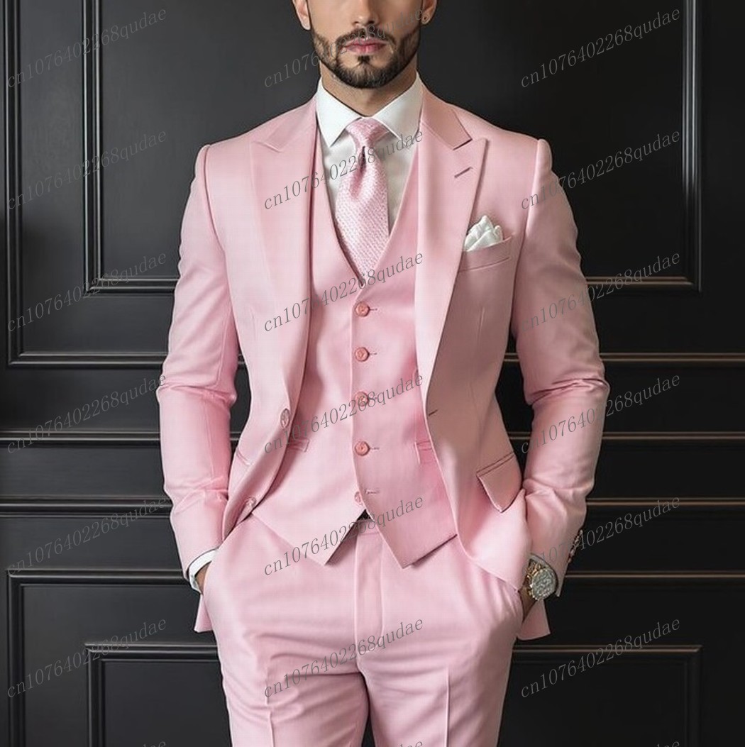 Pink Formal Occasion Men Suit  – Men Formal Wear Pink recenzja i cena