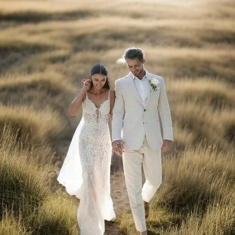 Linen Wedding Tuxedo For Men S – Men Formal Wear In Summer recenzja i cena