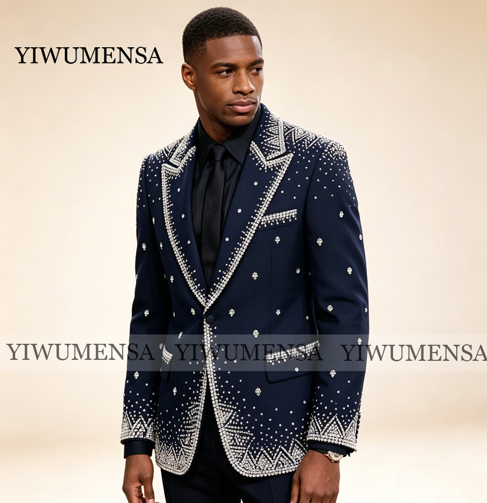Brilliant Rhinestone Men Suit  – Formal Wear For Men In Wedding recenzja i cena