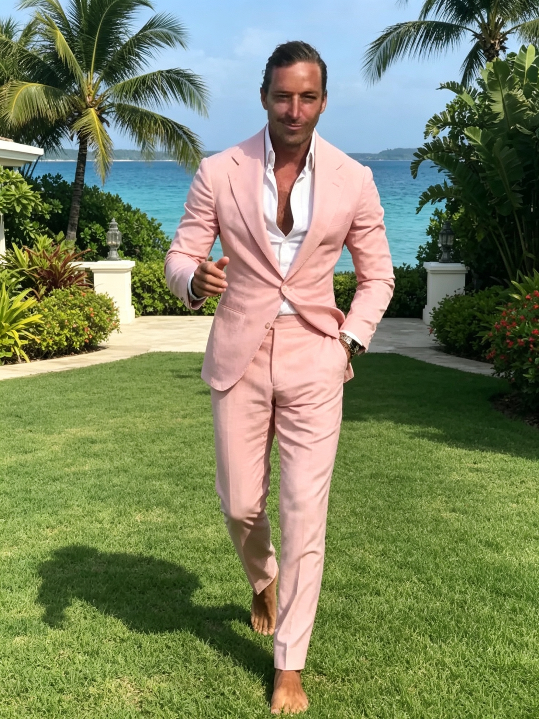 2 Pieces Pink Slim Fit Men's T – Men Formal Wear Pink recenzja i cena
