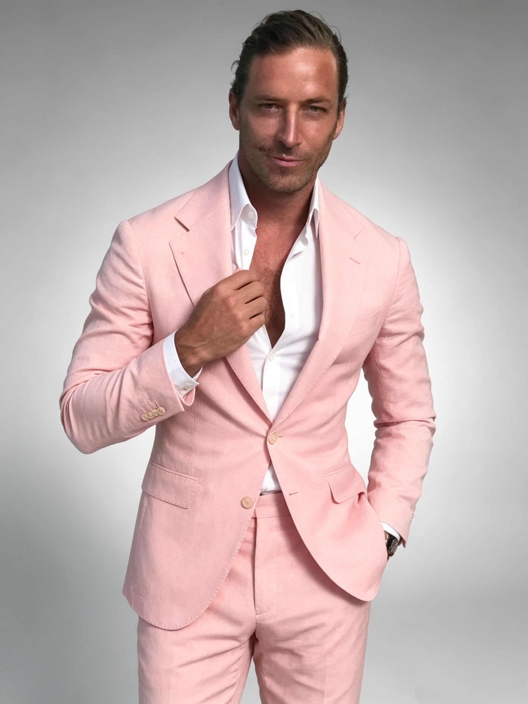 2 Pieces Pink Slim Fit Men's T – Men Formal Wear Pink recenzja i cena
