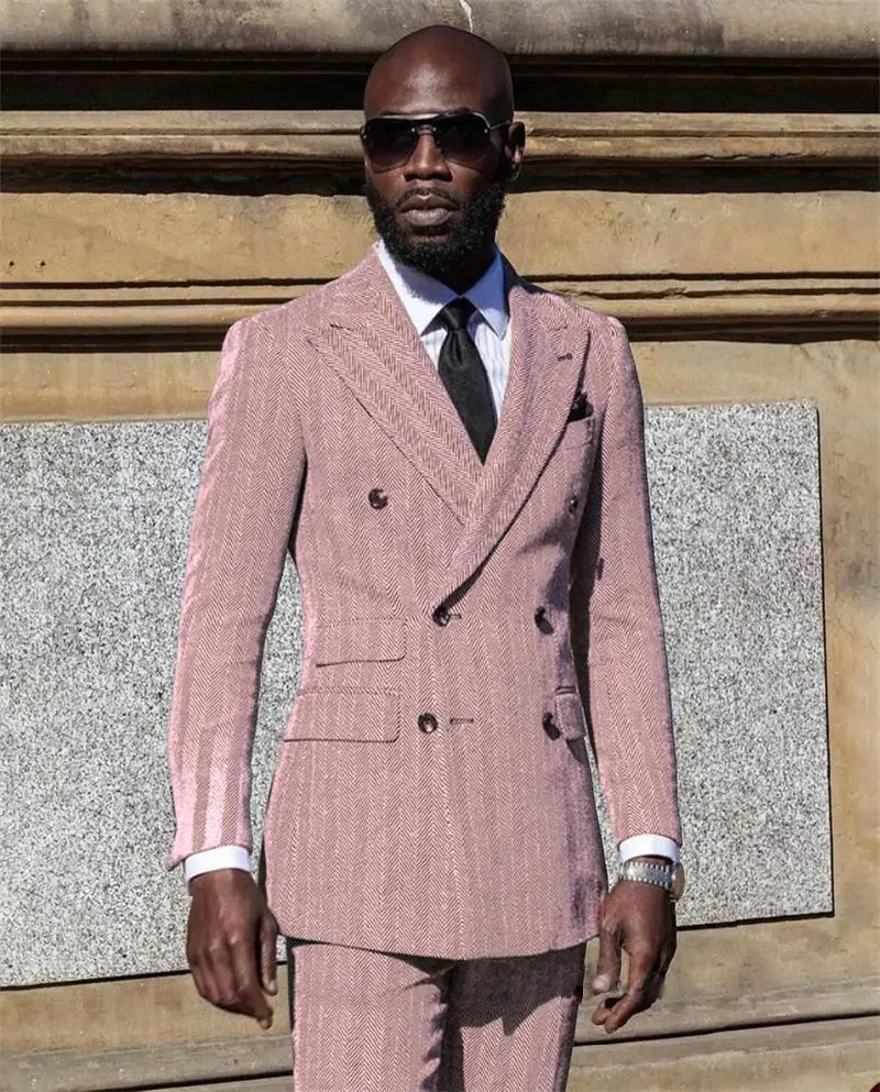 Herringbone Suits for Men Groo – Men Formal Wear Pink recenzja i cena