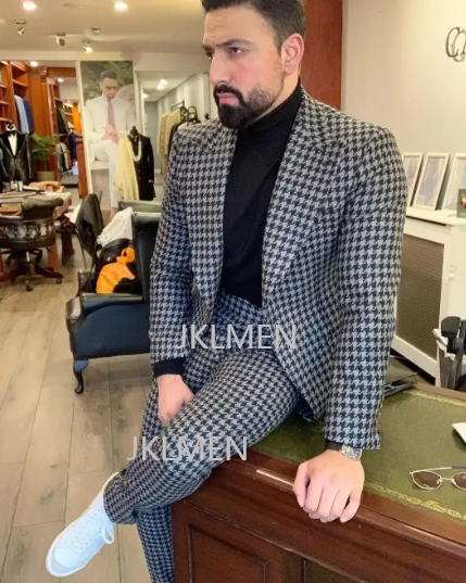 Houndstooth Mens Suits 2PCS We – Formal Wear For Men In Wedding recenzja i cena