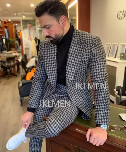 Houndstooth Mens Suits 2PCS We – Formal Wear For Men In Wedding recenzja i cena