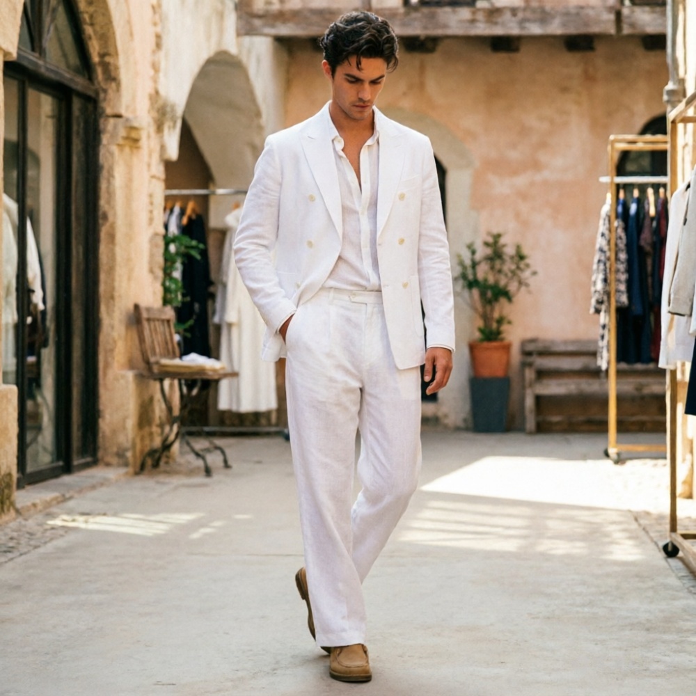Sage Green Linen Men Suits Rel – Men'S Relaxed Formal Wear recenzja i cena