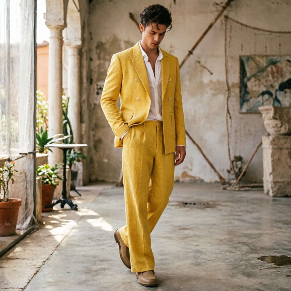 Sage Green Linen Men Suits Rel – Men'S Relaxed Formal Wear recenzja i cena